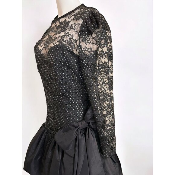 Vintage 80s Zum Zum Lace Satin Dress - Picture 11 of 11